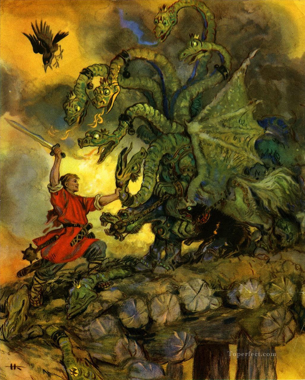 ロシアのニコライ・コチェルギン・イワン・ザ・農民の息子と中道勇道素晴らしい油絵